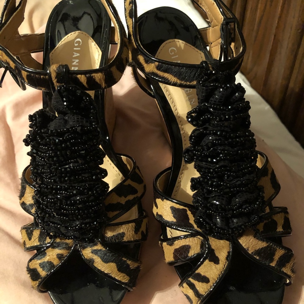 GIANNI BINI WEDGE CORK SANDALS SIZE 7.5